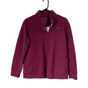 State of Mine pink fleece pullover pockets half zip casual winter thermal warm